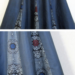 着物リメイク♪２枚の大島紬で作ったフレアースカート（裏地付き） 3枚目の画像