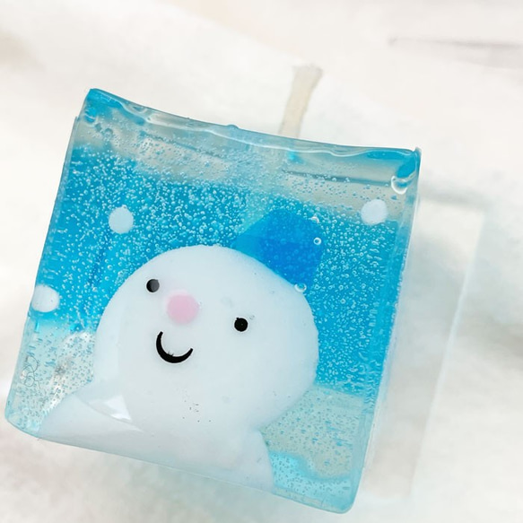 オーナメントにもなる！ジェルキューブキャンドル（雪だるま） 6枚目の画像