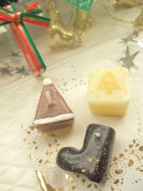 【お名前入れます♪】チョコレート型 キャンドルchristmasセット 2枚目の画像