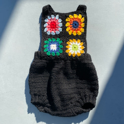 グラニースクエア サロペット　オーバーオール　パンツ　モチーフ編み　　手編み グラニースクエア サロペット オーバーオール パンツ モチーフ編み