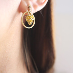 小金松-松果黃銅耳環-可改夾 第4張的照片