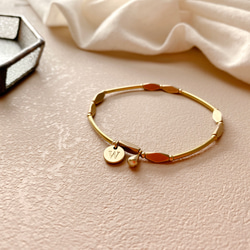 【免費客製】記號-刻字字母 黃銅手環 第2張的照片