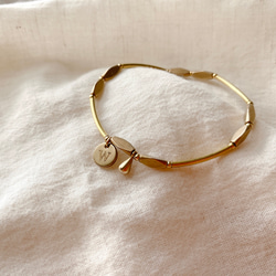 【免費客製】記號-刻字字母 黃銅手環 第3張的照片