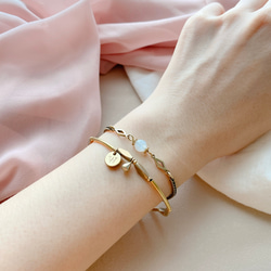 【免費客製】記號-刻字字母 黃銅手環 第8張的照片