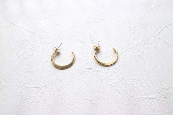 半月-黃銅耳環-可改夾 第2張的照片