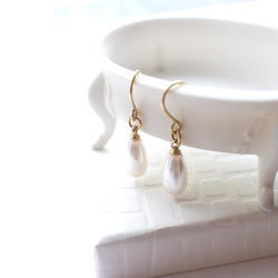 夢幻水滴-珍珠 黃銅耳環-可改夾 第5張的照片