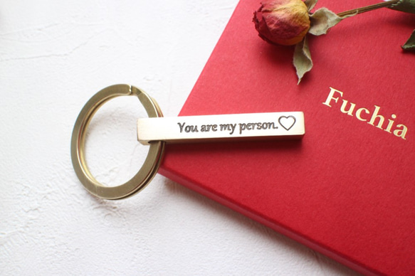 情人節禮物-黃銅刻字鑰匙圈-情人版 第3張的照片