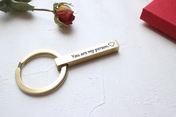 情人節禮物-黃銅刻字鑰匙圈-情人版 第5張的照片