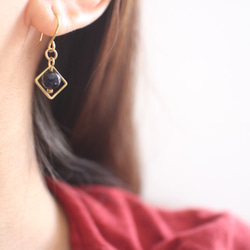 小藍莎-藍砂石 黃銅耳環-可改夾 第4張的照片