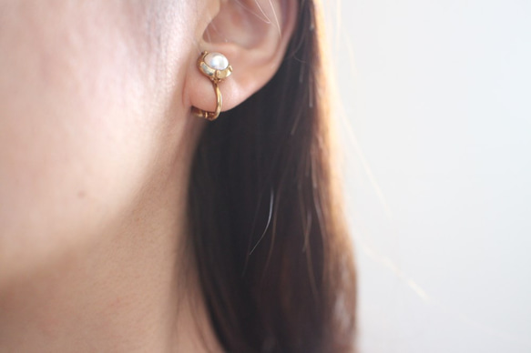 純白天使- 黃銅耳環-耳針 耳夾款 第6張的照片