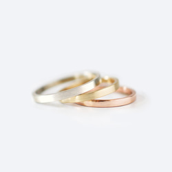 極簡霧面 18K 玫瑰金 黃金 白金戒指 2mm | 手工婚戒對戒 | 可訂製亮面 第1張的照片