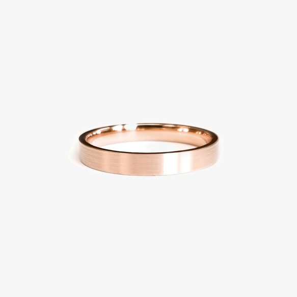 ミニマリスト マット 18K ローズ ゴールド プラチナ リング 3mm | 手作り結婚指輪ペア | 3枚目の画像