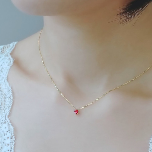 天然ルビー 4 本爪セット フローリング ペンダント ピュア 18K 