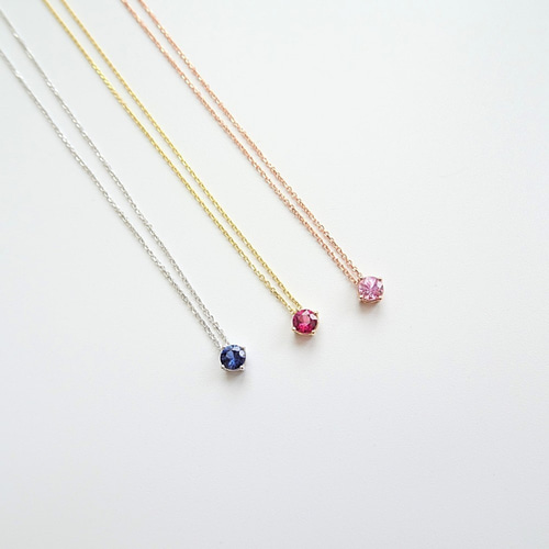 ルビー ネックレス 天然ルビー4爪セットフローリングペンダント純18Kホワイトゴールド