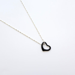 Black Valentine 心形黑瑪瑙 純銀項鍊 第2張的照片