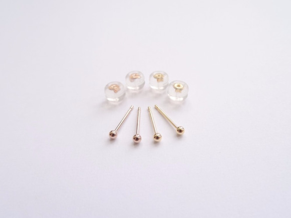 日本 18K 玫瑰金迷你極簡圓珠耳針 ◆ Solid Gold 第4張的照片