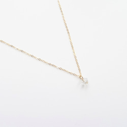 天然白水晶 小鑽石形切割 14K GF 包金 裸感項鍊 第3張的照片