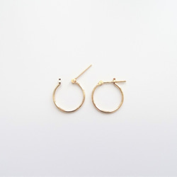 K18 Skin Jewelry - 日本18K黃金日常極簡小耳圈 - 15mm 第3張的照片