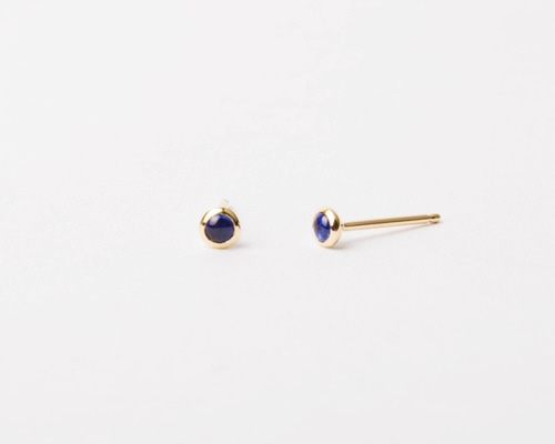 ポストピアス（ベゼルセッティング・天然石ホワイトトパーズ3mm