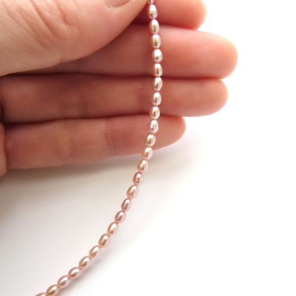 氣質粉紫 米粒淡水珍珠 純銀可調整項鍊 | 可改為 14Kgf 包金 第3張的照片