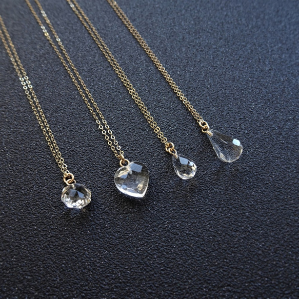 ナチュラル ホワイト クリスタル カット ペンダント 14K GF