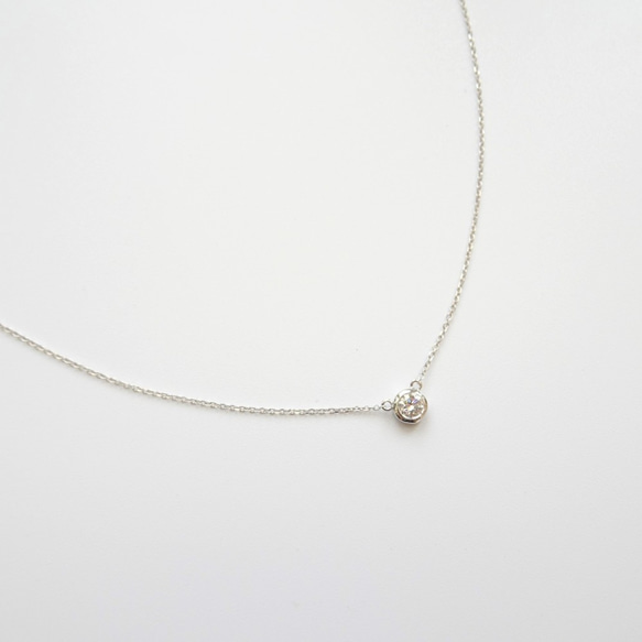 天然ダイヤモンド シングル ベゼル セット 純粋な 18K ホワイト ゴールド ローズゴールド ネックレス 鎖骨チェーン 0.0 4枚目の画像