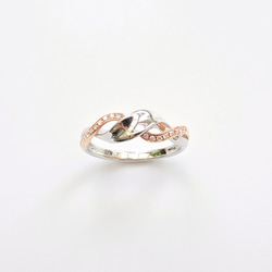 天然鑽石 18K 白金 玫瑰金 雙色 扭結戒指 第2張的照片