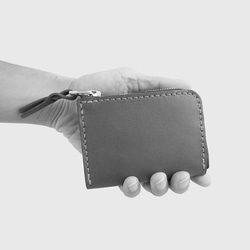 LINTZAN ”真皮手工縫製“ L型拉鍊短夾 / 零錢包 / 皮夾  -- 石黑色 第5張的照片