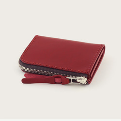 LINTZAN ”真皮手工縫製“ L型拉鍊短夾 / 零錢包 / 皮夾  -- 酒紅色 第1張的照片
