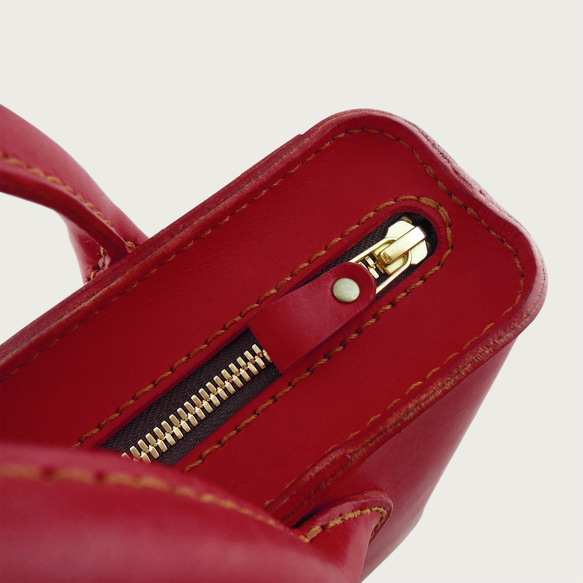 LINTZAN ”真皮手工縫製“ 立體手提包 / 托特tote -- 酒紅色 第4張的照片