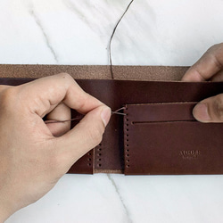 [ADOLE]革の手作りDIYキット - 財布 - アンバー 6枚目の画像