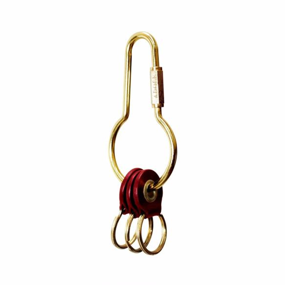 【ADOLE】皮革黃銅鑰匙圈/圓壺型 (紅) 第1張的照片