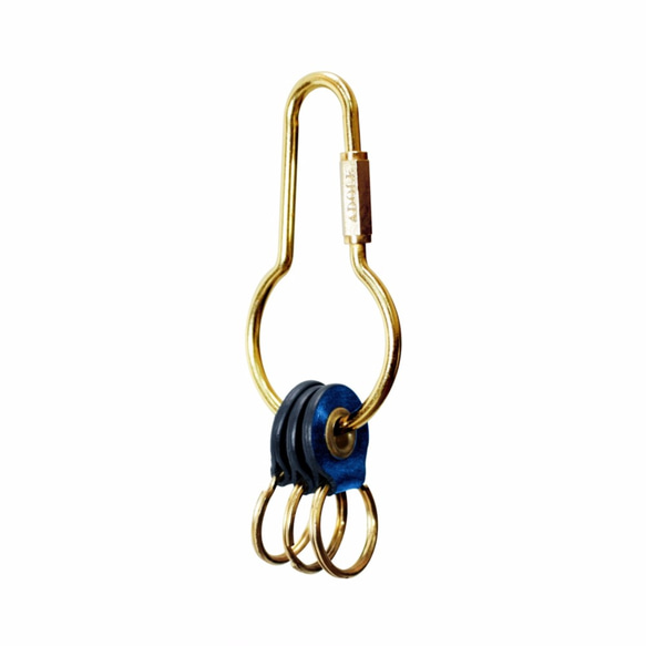 【ADOLE】皮革黃銅鑰匙圈/圓壺型 (藍) 第1張的照片