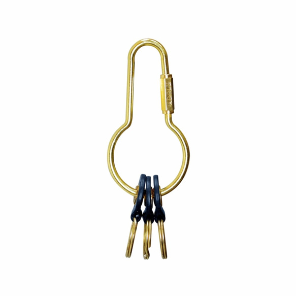 【ADOLE】皮革黃銅鑰匙圈/圓壺型 (藍) 第2張的照片