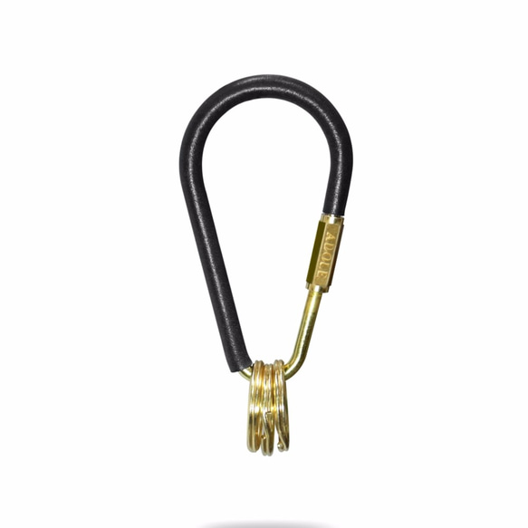 【ADOLE】皮革黃銅鑰匙圈/水滴型 (黑) 第1張的照片