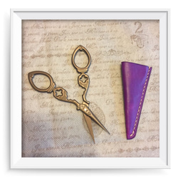 ハサミ&本革ケース  Leather Scissors Case パープル 1枚目の画像