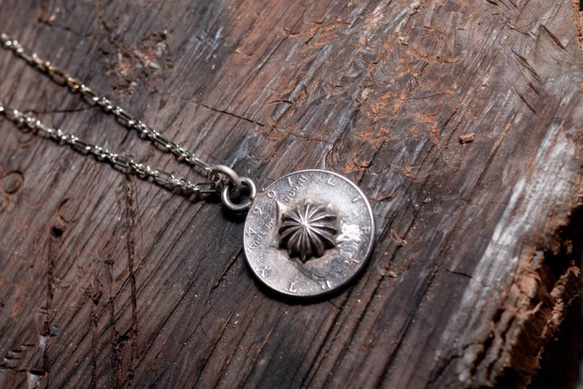 Dreamstation皮革鞄研所，美國Half dollar銀幣造型項鍊Silver necklace 嘻皮，哈雷，重 第1張的照片