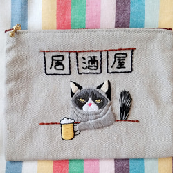 め*。様 【猫刺繍】三徳袋　ポテチくう猫 め*。様 【猫刺繍】三徳袋 ポテチくう猫 め*。様 【猫刺繍】三徳袋