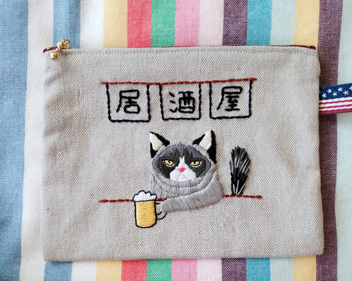 ピンクの猫様ルネ　ツイード小物セット　ペットボトルホルダー　ランチバッグ　ポーチ ルーツ of Kawaii」内藤ルネ｜