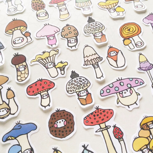 布種子牡蠣キノコ種子イラストステッカー シール・ステッカー APOOZI