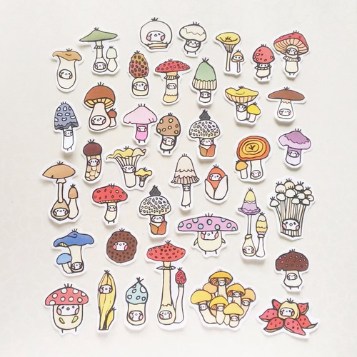 布種子牡蠣キノコ種子イラストステッカー シール・ステッカー APOOZI