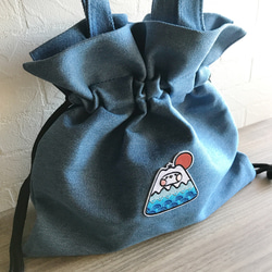 富士山刺繍デニムキャンバスベルトバッグ 2枚目の画像