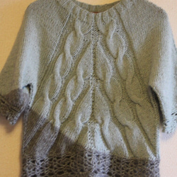 バイアス編みシャーベットカラーのセーター 1枚目の画像
