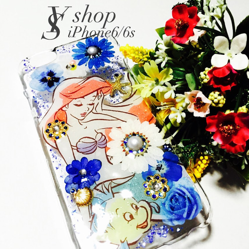 夏SALE＊008】押し花 iPhone6/6s ディズニー アリエル♡ iPhoneケース  