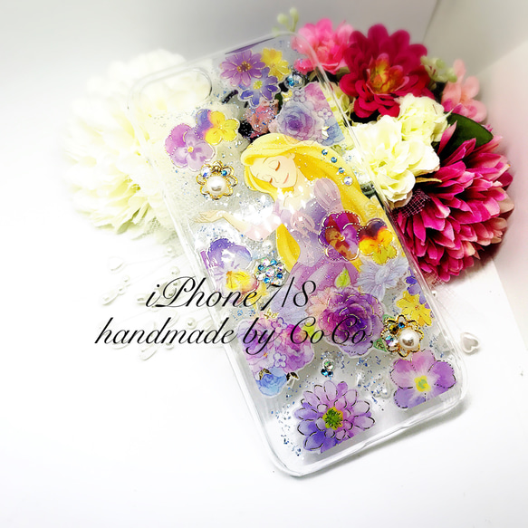 313】iPhone7/8 押し花風 ディズニー ラプンツェル＊ iPhoneケース 