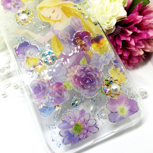 313】iPhone7/8 押し花風 ディズニー ラプンツェル＊ iPhoneケース 