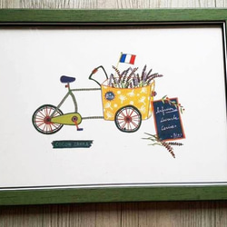 French bike with lavender (Framed Painting) 1枚目の画像