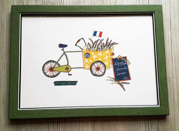 French bike with lavender (Framed Painting) 1枚目の画像