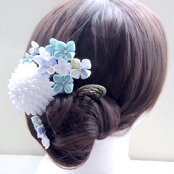 寧々】牡丹の正絹つまみ細工髪飾り 成人式 卒業式 結婚式 かんざし 飾