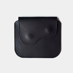 [神の胸ポケット]ブラックレザーカードホルダー財布 1枚目の画像